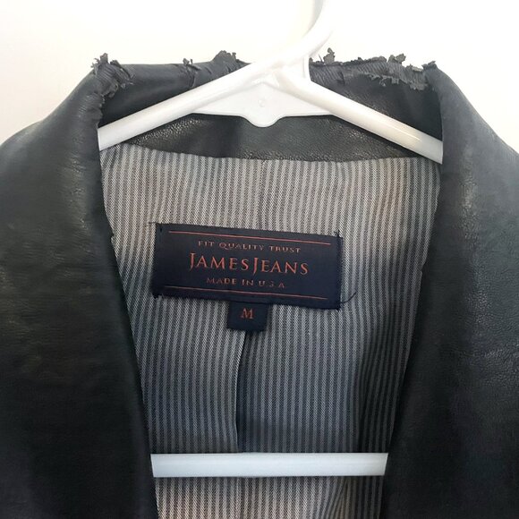 JAMES JEANS Womens' Black Leather Collar Tuxedo Blazer Jacket - Medium - Picture 2 of 5